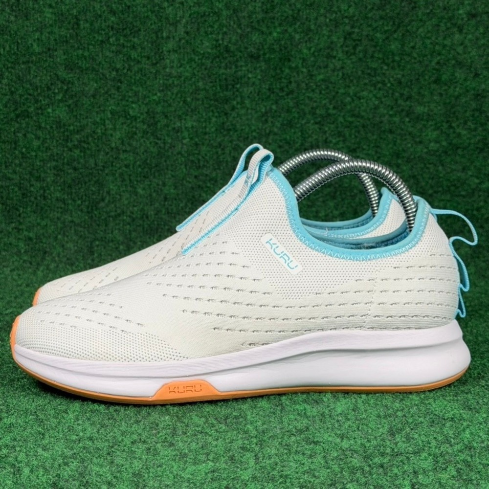 Kuru Atom Womens 8.5 White Blue Slip On Walking Shoes Comfort Sneakers 20850785 - Picture 3 of 9